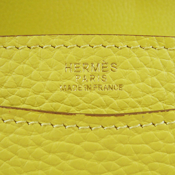 7A Hermes Togo Leather Messenger Bag Lemon With Gold Hardware H021 Replica - Click Image to Close